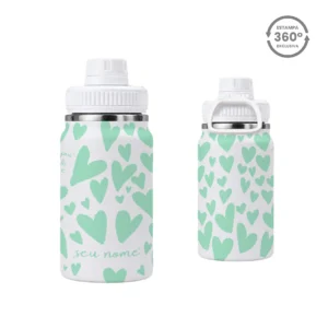 Garrafa Térmica com Alça 350ml – Corações Menta