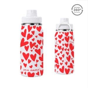Garrafa Térmica com Alça 600ml – Corações Vermelhos