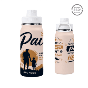 Garrafa Térmica com Alça 600ml – Pai Verdadeiro Herói