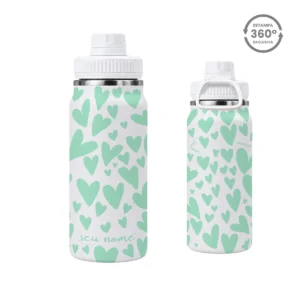 Garrafa Térmica com Alça 600ml – Corações Menta