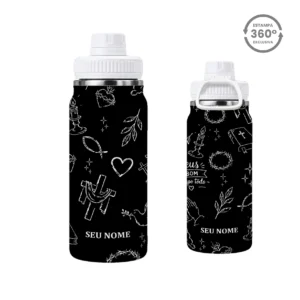 Garrafa Térmica com Alça 600ml – Jesus, Simbolo da Fé