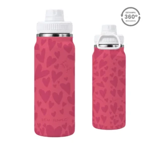 Garrafa Térmica com Alça 800ml – Corações Rosa