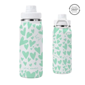 Garrafa Térmica com Alça 800ml – Corações Menta