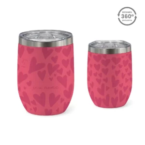 Copo Cuia Térmico 360ml – Corações Rosa