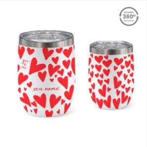 Copo Cuia Térmico 360ml – Corações Vermelhos