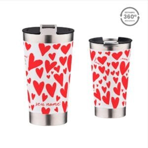 Copo Térmico 473ml – Corações Vermelhos