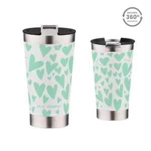Copo Térmico 473ml – Corações Menta