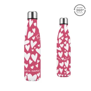 Garrafa Térmica Slim 500ml – Corações Brancos