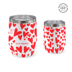 Copo Cuia Térmico 360ml – Corações Vermelhos