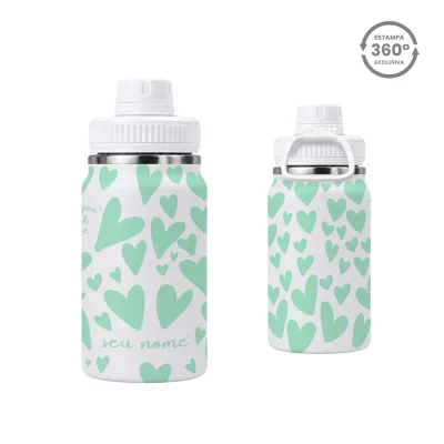 (5) GARRAFAS TÉRMICA 350ml Corações Menta