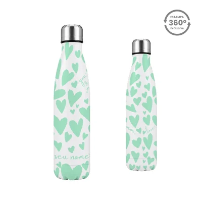 (5) MOCKUP GARRAFA TERMICA SLIM 500ml Corações Menta